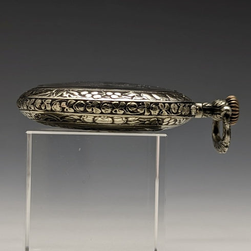 Swiss Made Vintage Enigma Pocket Watch with Horse Sculpture Alloy Case Working Good